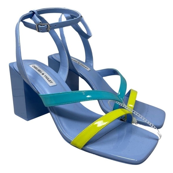 Chelsea & Violet Holli Patent Color Block Ankle Strap Sandals - Picture 3 of 4